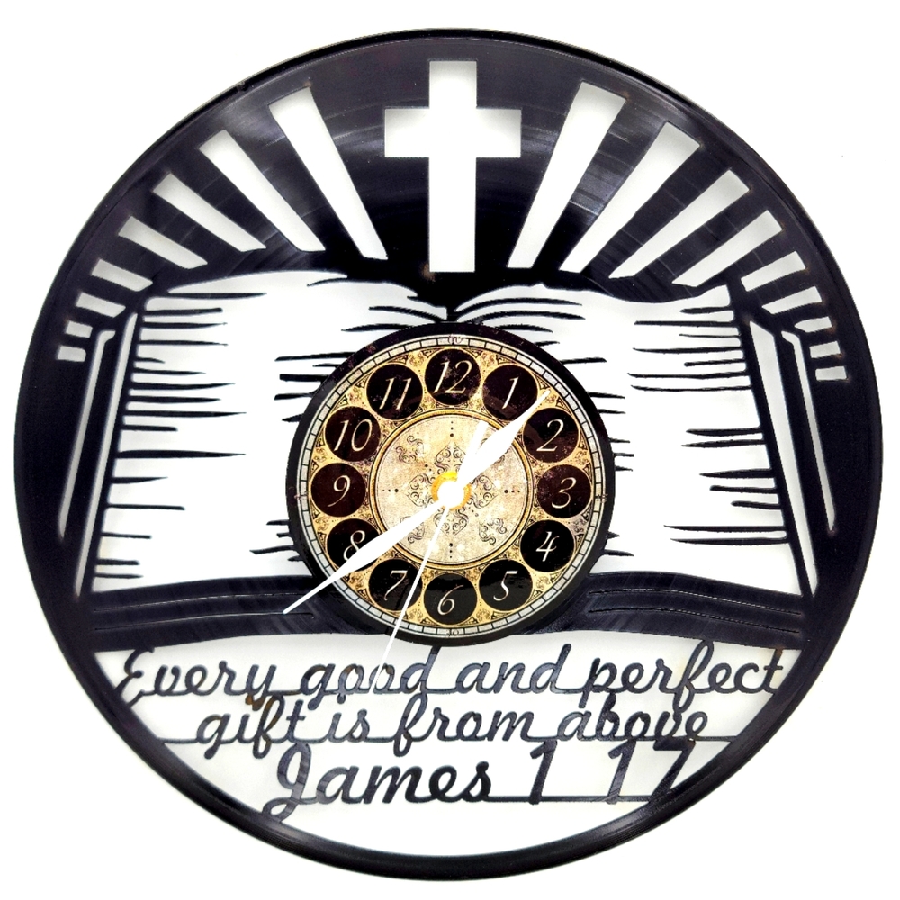JAMES 1:17 PERFECT GIFT vinyl record clock